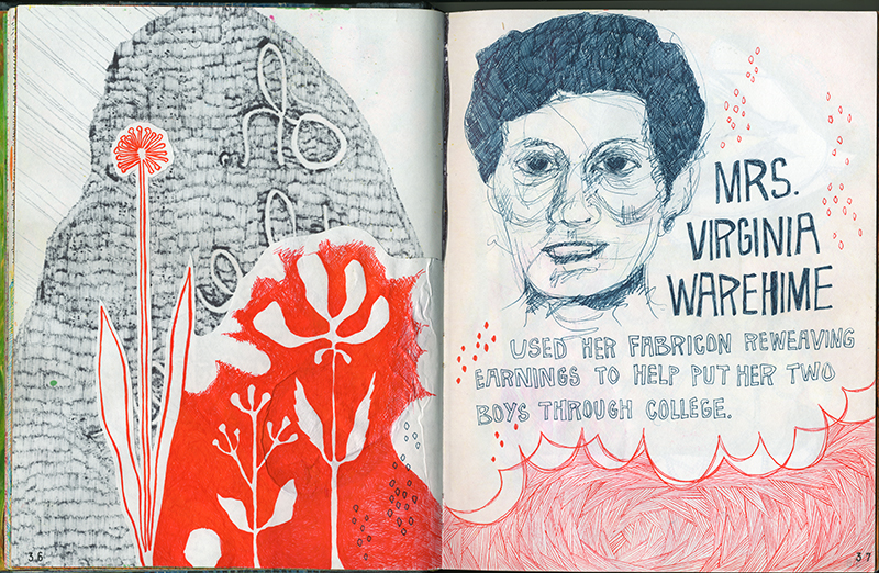 a two page spread in a sketchbook